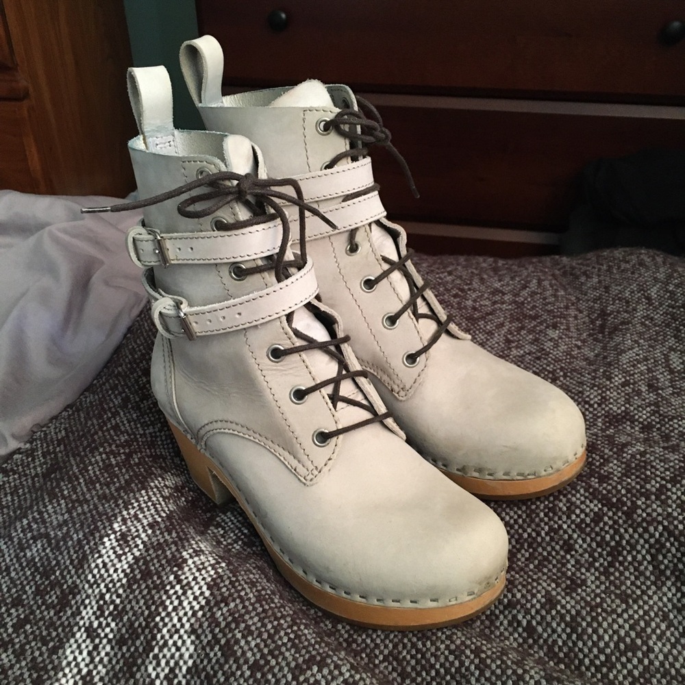 Swedish Hasbeens Combat Boots in Grey